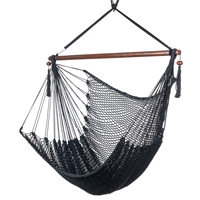 Caribbean Hammock Chair with Footrest - 40 inch - Soft-spun Polyester - (Black)