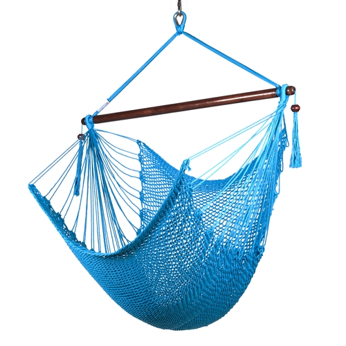 Caribbean Hammock Chair with Footrest - 40 inch - Soft-spun Polyester - (Light Blue)