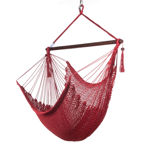 Caribbean Hammock Chair with Footrest - 40 inch - Soft-spun Polyester - (Red)
