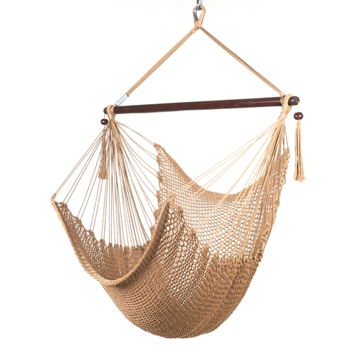 Caribbean Hammock Chair with Footrest - 40 inch - Soft-spun Polyester - (Tan)