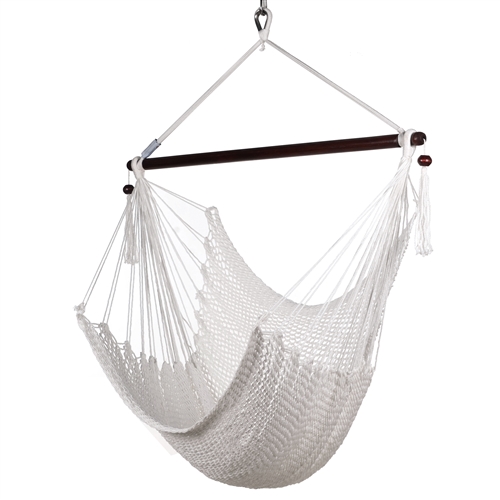 Caribbean Hammock Chair with Footrest - 40 inch - Soft-spun Polyester - (White) 6/case