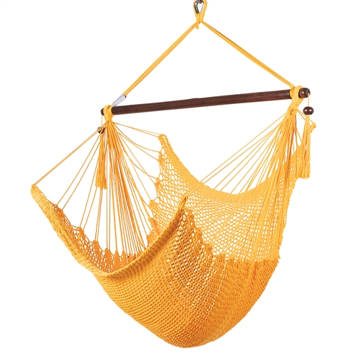 Caribbean Hammock Chair with Footrest - 40 inch - Soft-spun Polyester - (Yellow)