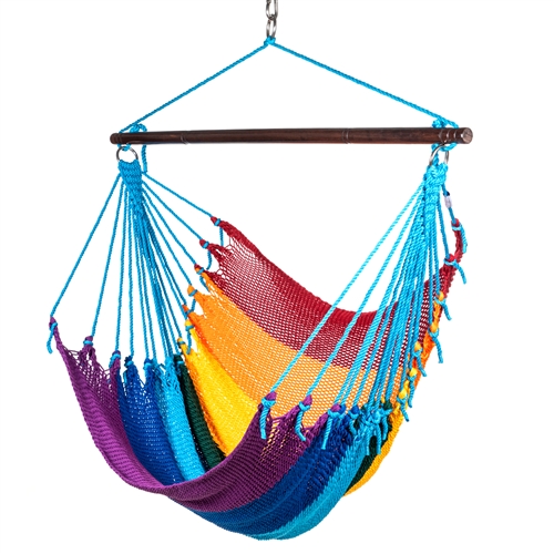 CASE OF 4 JUMBO CARIBBEAN HAMMOCK CHAIRS - 55 inch - softspun polyester - RAINBOW
